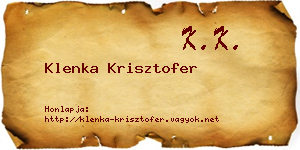 Klenka Krisztofer névjegykártya